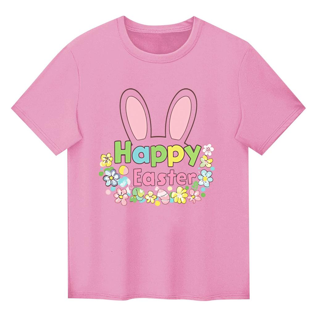 Children's Printed Short Sleeved Round Neck Casual Comfortable Loose Lightweight Top