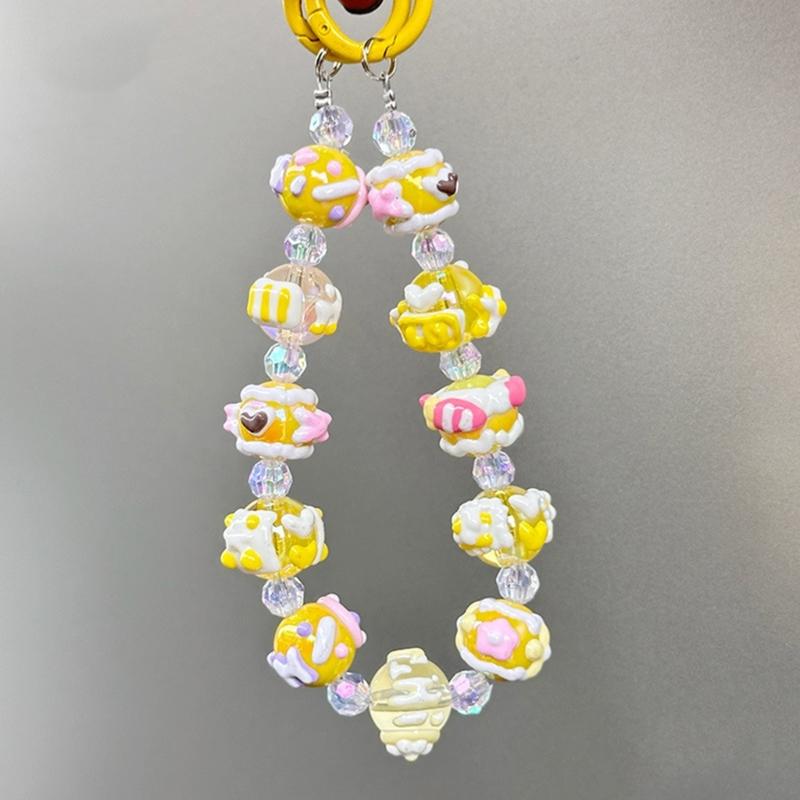 Eleganter handgefertigter Perlen-Schlüsselanhänger-Anhänger Handy-Kettenriemen Mode Handyseil Damen Telefon-Lanyard Schmuck