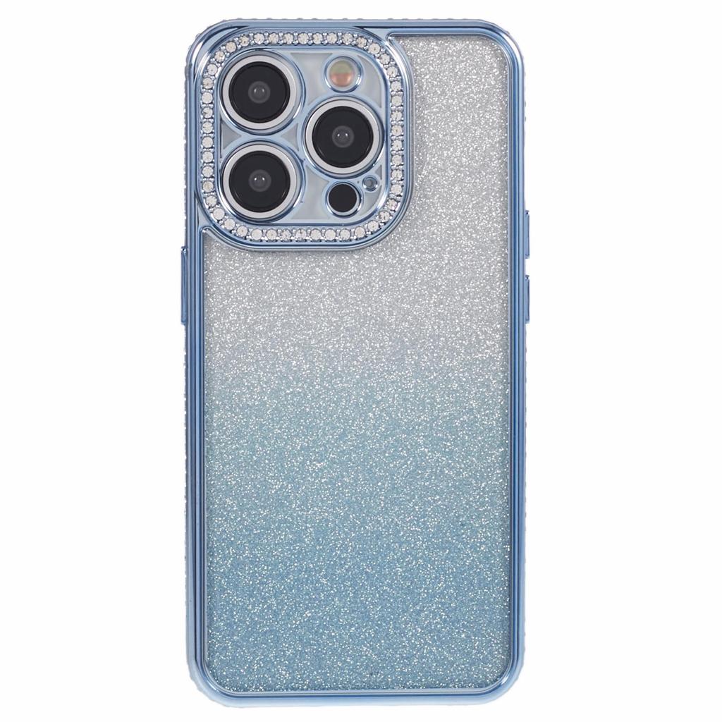 For iPhone 13 Pro Max 6.7 inch TPU Case Rhinestones Decorated Gradient Back Phone Cover