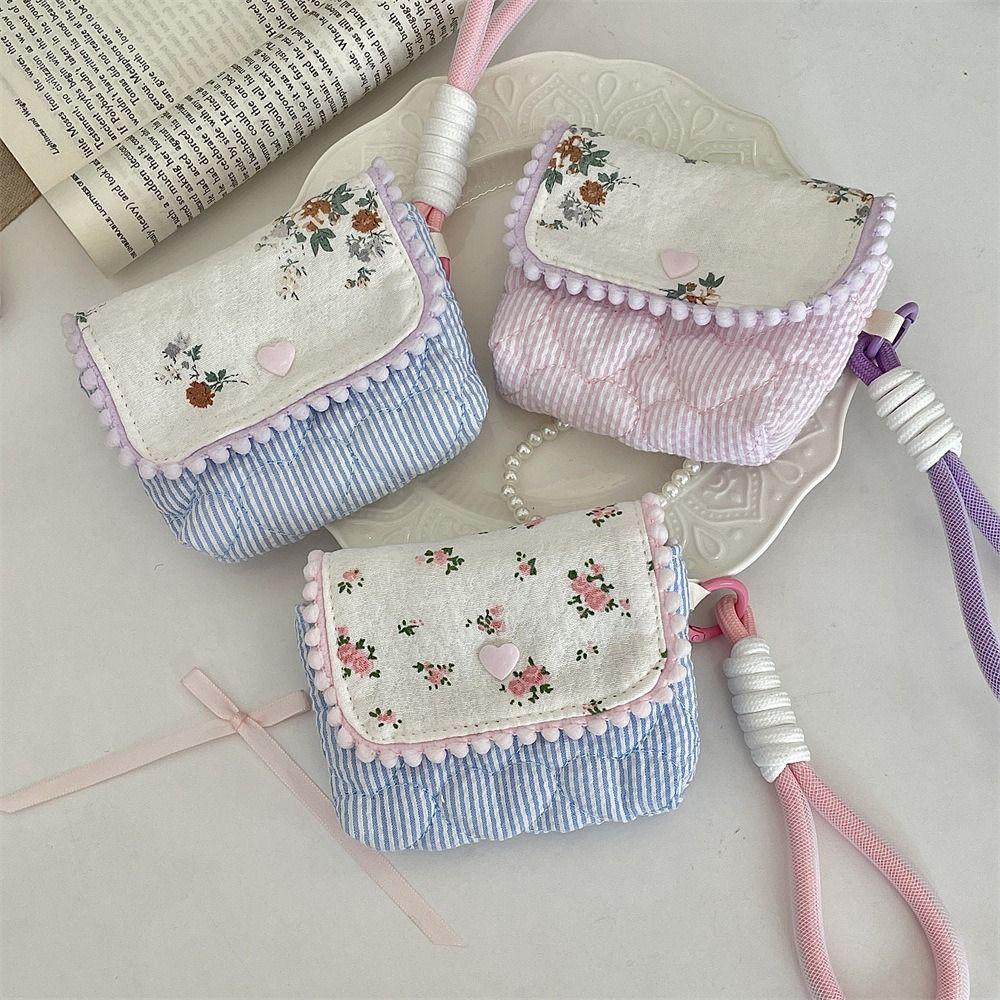 Flower Small Makeup Lipstick Bag Canvas Mini Storage Bag Sweet Floral Coin Purse Students