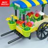 Non-Toxic Moc Bricks Flower Cart Market Stall Florist Street View Toy Kids Educational Building Blocks Assembled Toys Chilren'S Gifts