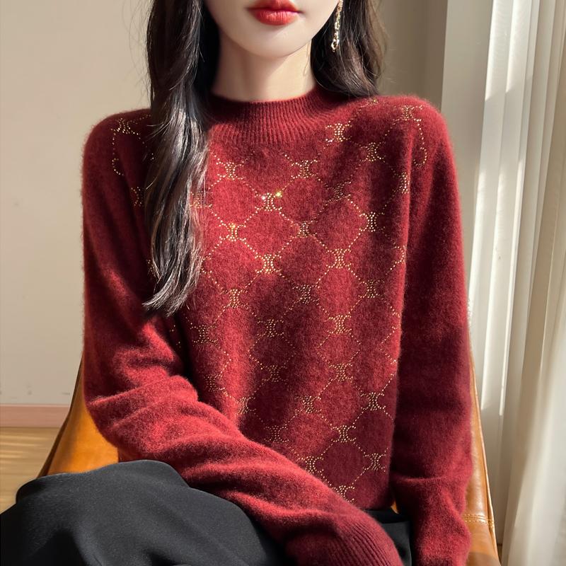 Women's Cashmere Sweater Qinghe Cashmere 30% Cashmere 70% Wool Autumn and Winter Pullover Warm and Fashionable