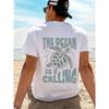T-shirt da Uomo Traspirante in Cotone Adatta per l'Estate - Vestibilità Larga Spalla Cadente Manica Corta con Stampa Tartaruga Marina, Camicia Casual Stile Spiaggia per