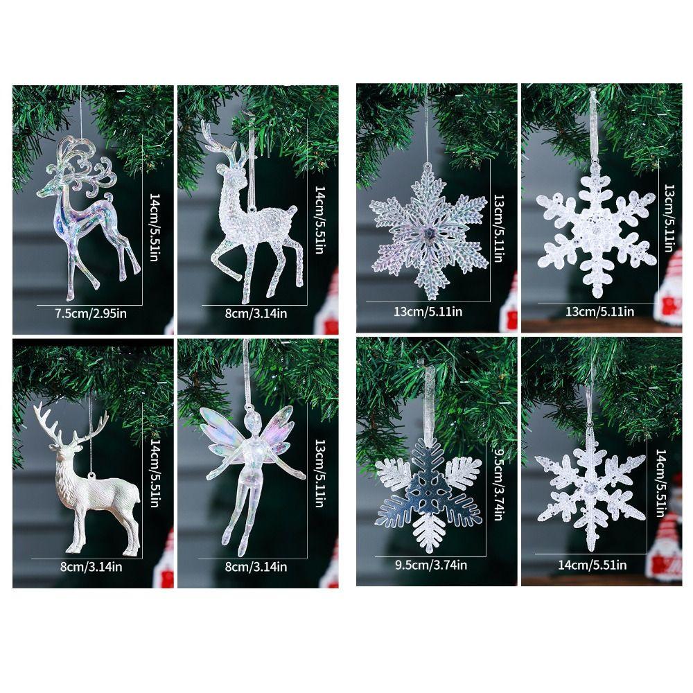 Fashion Acrylic Christmas Crystal Pendants Crystal Transparent Christmas Tree Ornaments DIY Snowflake Crystal Hanging Home