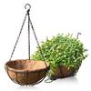 Hanging Coconut Basket Planter Flower Pot Black Metal Frame Hanger 14inch