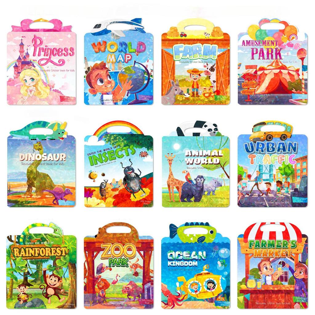 DIY Children's Handheld Jelly Sticker Book Can Be Repeatedly Pasted Focusing Puzzle Cultivation Scene Early Education Book