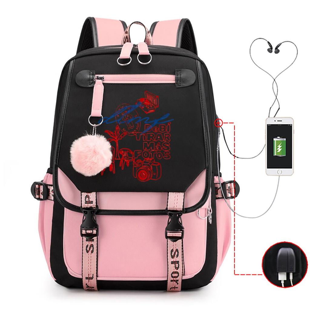Casual Student School Bag USB Charging Rucksack Zipper Rapper Singer Mochilas Multicolor Option Backpack for Teen Boys Girls