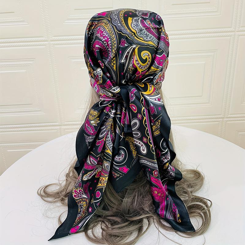 Summer Luxury  Silk Scarf Square Hijab Women Wraps Summer Chic Cycling Hair Bandana Hijabs Foulard Scarves 90*90Cm