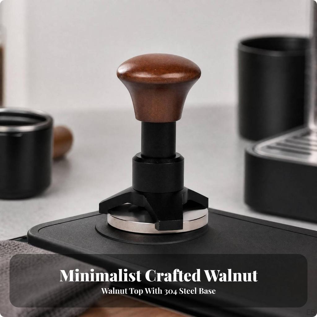 Espresso Tamper with Wooden Handle Level Pressure LowMaintenance for