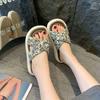 New Chinese Style Thick-soled Slippers for Women's Summer Wear 2025 New High-end One-word Muffin and Beach Sandals for Women