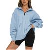 Womens Solid Color Sweatshirt With Pockets And Long Sleeves For Casual Wear