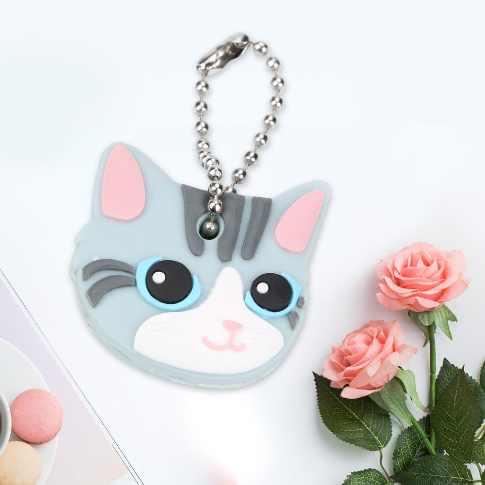 Keychain with Key Cover, Cute Pug Puppy,   Design, Accessory Suitable for Girls, Fashionable Pendant in Light Gray PVC