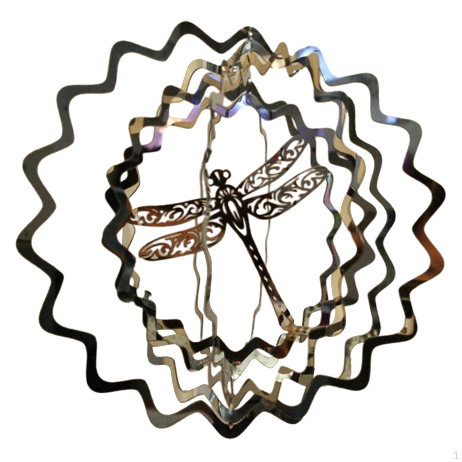 Dragonfly Wind Spinner Yard Decor Stainless Steel Ornaments Hanging Catcher 3D Sculpture for