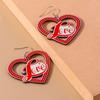 1 Pair Women Color Contrast Love Letter Print Earrings Pink Series Hook Earrings Romantic Valentine Day Drop Earrings