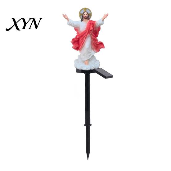 Weatherproof Garden Jesus Statue Solar Light, Religious Outdoor Waterproof Lighted Landscape Decor Figurine, Pathway Light for Yard Lawn Patio