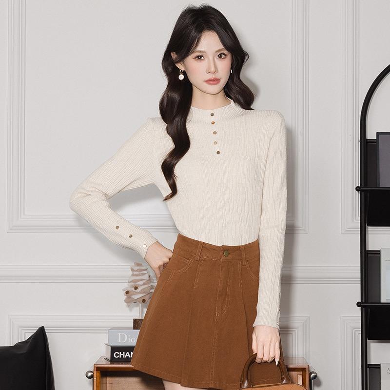 New Style Autumn and Winter New Fashion Versatile Temperament Bottoming Sweater Sweater Gentle Slim Slim Long Sleeve Top