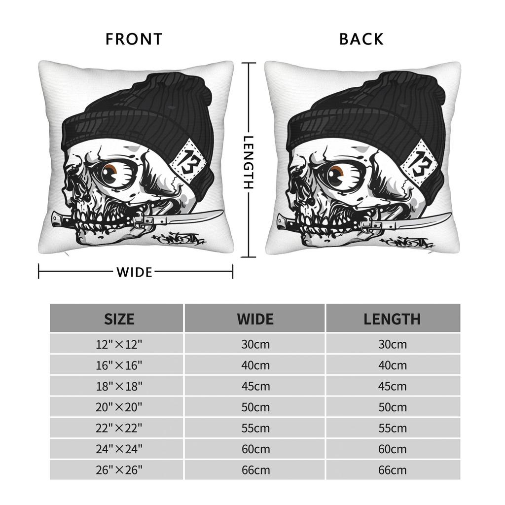 Black Grey Skull Face Día De Los Muertos Pillow Cover Graphic Cushion Cover Funny Pillow Case For Living Room Sofa