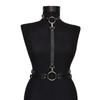 European-American Style Men's Black Choker Belt Body Chain with Chest Strap Harness
