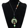 Artificial Agate Tree Of Life Pendant Necklace With Crystal Drop For Women