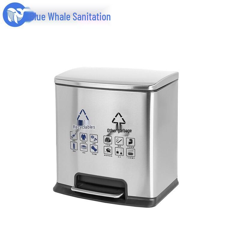 Blue Whale Environmental Dual-Compartment Pedal Recycling Bin