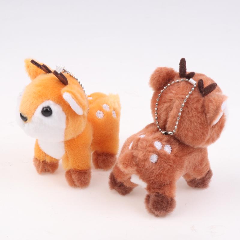 Cute Sika Deer Plush Keychain Stuffed Animal Soft Pendant for School Bag Girly Purse Car Keys Gift Use