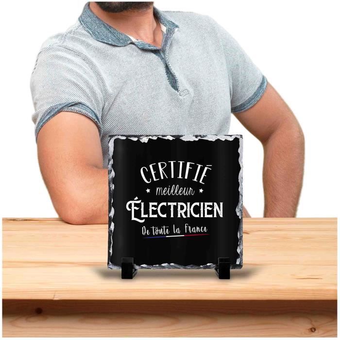 Cadre Électricien certifié meilleur de france noir | Idée Bureau Cadeau Travail Départ Retraite Collègue Anniversaire Noël