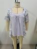 2025 Spring/Summer Women's Fake Two-Piece Short-Sleeve Button Print Top