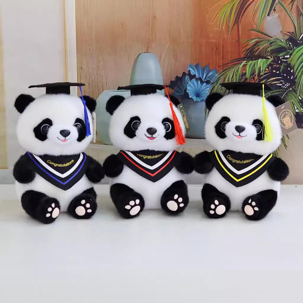 Charming Graduation Panda Plush Toy Adorable Stuffed Animal With Customizable Logo