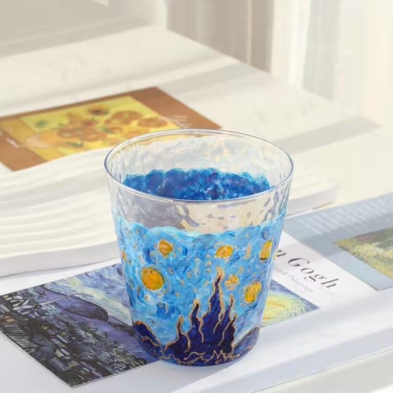 Regenbogen-Schimmer Handbemalte Glas Tasse - Bling Design für den Sommer