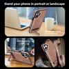 For iPhone 16 Plus Case Compatible with MagSafe with Folded Kickstand PC Silicone Leather Phone Back Cover