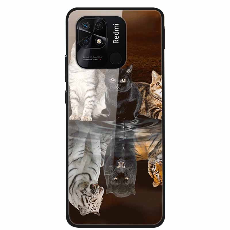 For Redmi 10C Case Luxury Tempered Glass Back Cover Hard Case For Xiaomi Redmi 10C 10 C Capa Redmi10C Shockproof Funda Coque