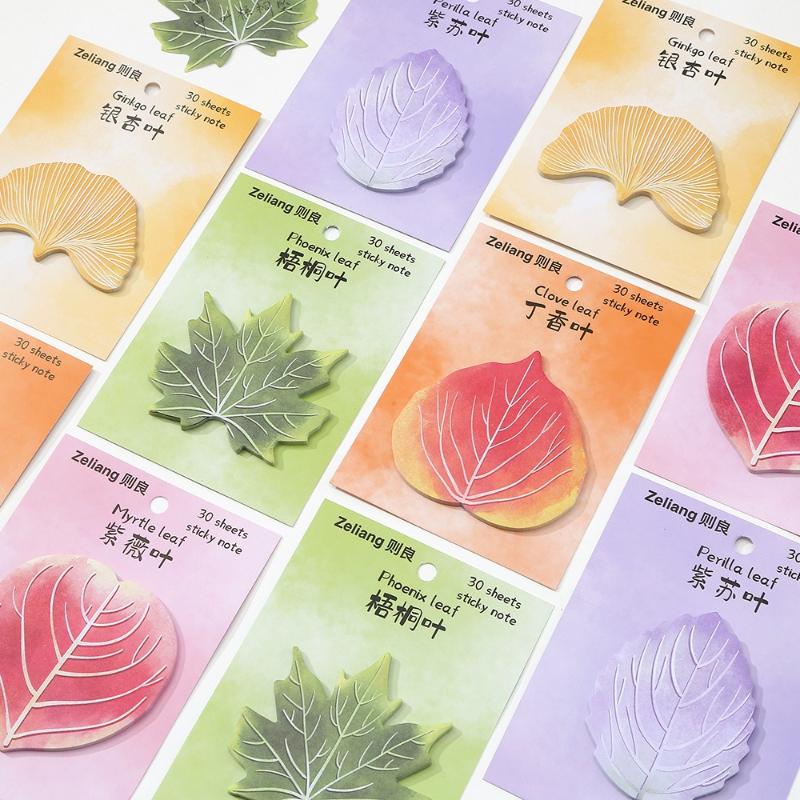 Autumn Office School Supplies Leaves Sticky Note Paper High Value Book Student Message Stickers Memo Pad Kawaii Stationery Gift