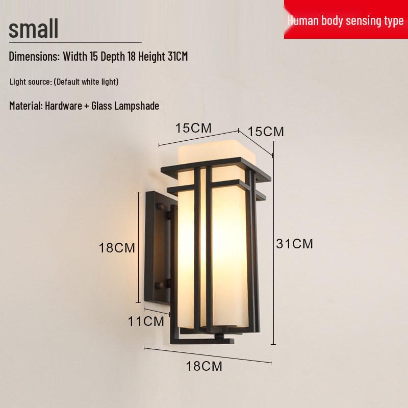 New Chinese Style LED Outdoor Wall Lamp with Motion Sensor for Garden, Balcony, and Corridor