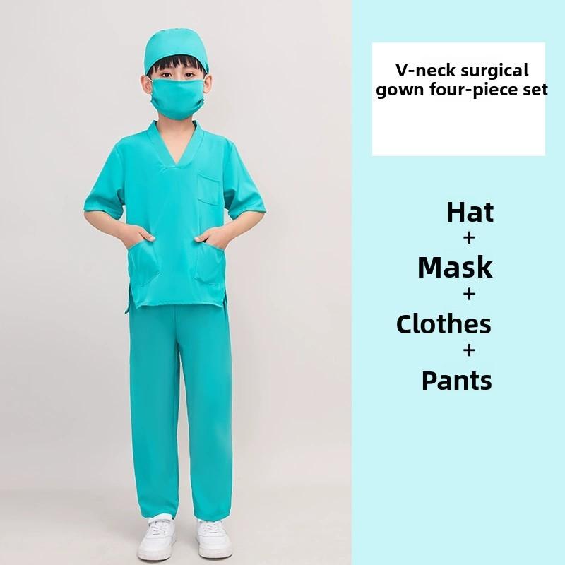 Prevention Suit Epidemic Doctor Surgical Gowns White Coat Kids Halloween Costume