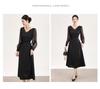 Nanyou Women's Spring V-Neck Lace Patchwork Crystal Waist-Cinched Dress