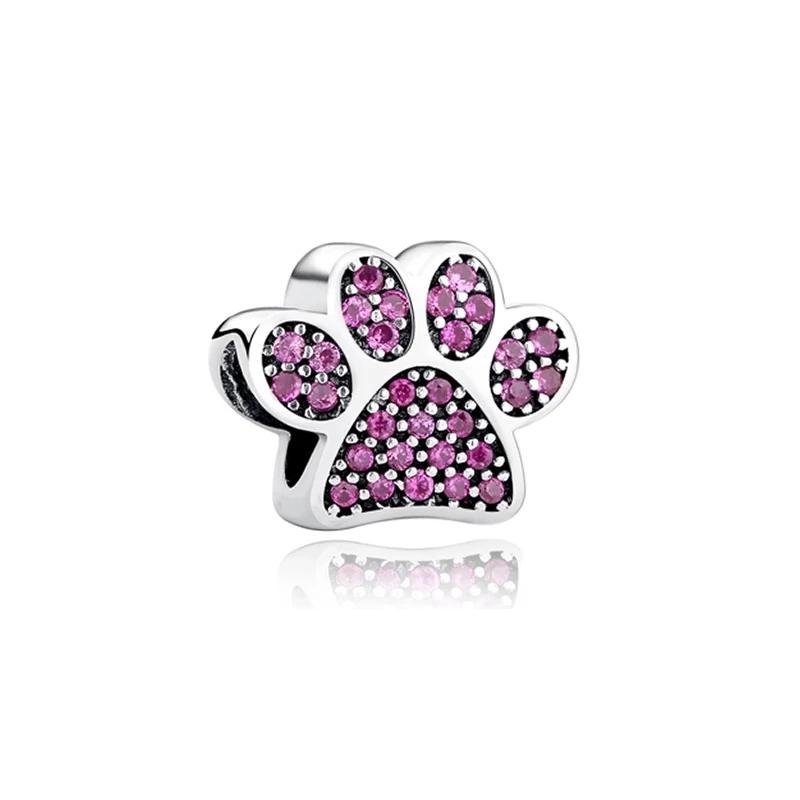 Neuer Kupfer Niedlicher Pfotenabdruck Hundeknochen Anhänger Perle Kompatibel Mit Authentischen Charm-Perlen Armbändern Halsketten Schmuckzubehör