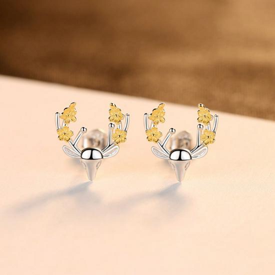 

Серьги-пусеты PAG&MAG Fawn - Стерлинговое серебро S925, Простые милые рождественские украшения S925 Sterling Silver