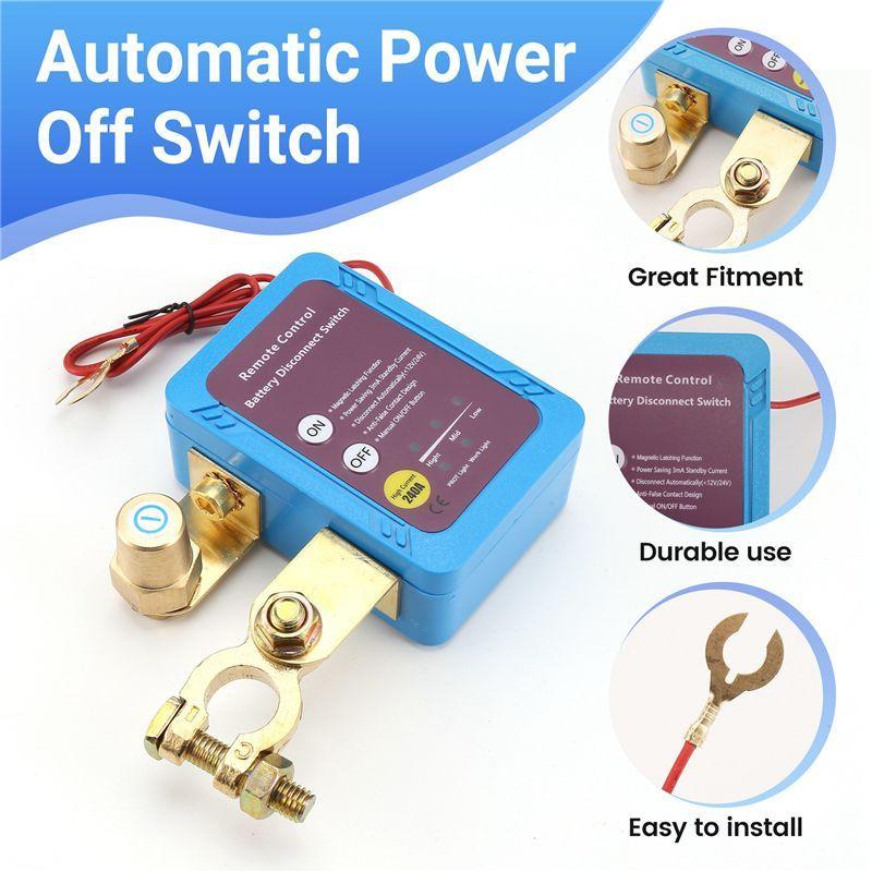 AA92-12V 240A Remote Battery Disconnect Switch, Automatic Power Off Switch Car Truck Boat Remote Control Switch