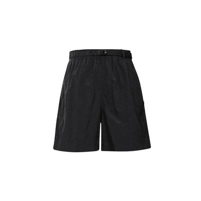 Pantalones Cortos Casuales de Pierna Recta con Cinturón de Color Sólido Unisex Negro CD4137-010