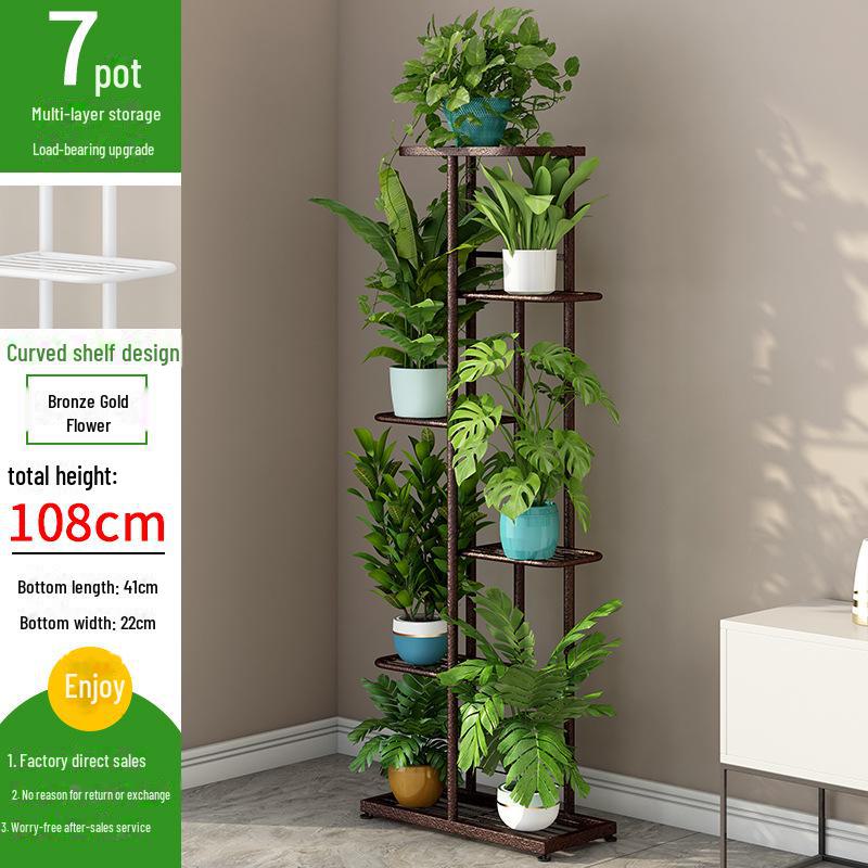 

6-уровневая железная стойка для цветов Sorno Art для помещений и улицы - вмещает 7 горшков