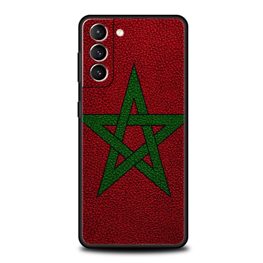 Morocco Flag Passport Phone Case For Samsung Galaxy S24 S23 S22 S20 Ultra S21 FE 5G S10 S9 Plus S10E S8 Note 20 Soft Black Cover