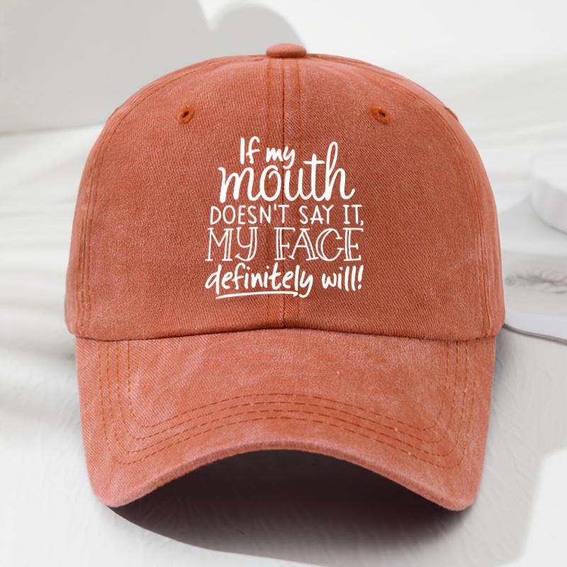 

Unisex Printed IF MY Mouth Soft Top Baseball Cap Retro Fashion Outdoor Cap Adjustable помаранчевий