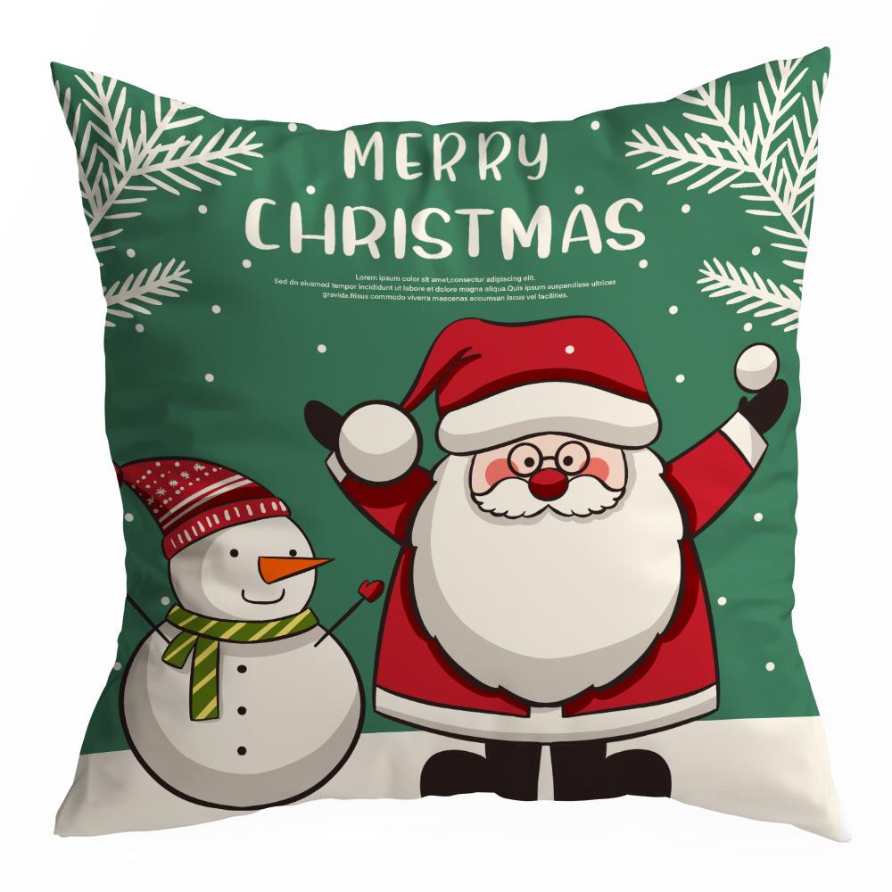 Christmas Pillowcase Cartoon Santa Claus Home Sofa Car Cushion Printed Pillowcase