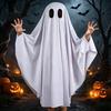 Ghost Festival Clothing Halloween Costume for Kids Adults, Cosplay Fancy Dress, Easy Wear Suit Spooky White Cloak Cape with Black Eye Holes