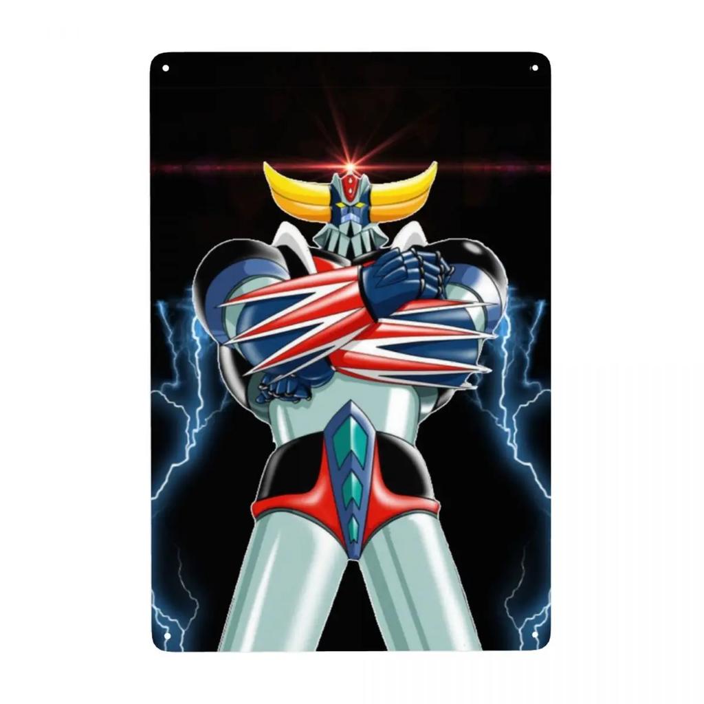 Vintage Mazinger Z Mad Robot Metal Sign Personalized Grendizer Anime Manga Tin Plaques Cafe Wall Decor Decorative Art