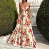 2026 Spring/Summer Women's European & American Backless Print Sleeveless Spaghetti Strap Maxi Dress