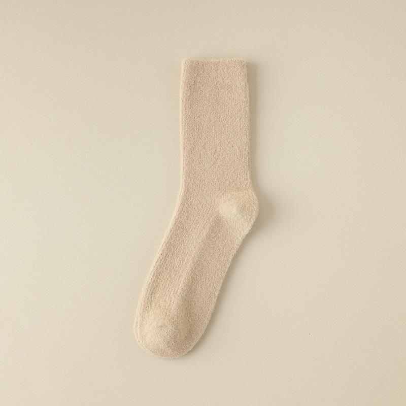 Female Autumn and Winter Thickened Warm Coral Velvet Towel Floor Sleeping Long Tube Socks
