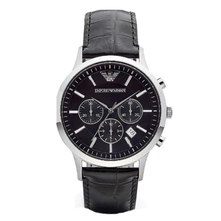 Emporio Armani AR2447 Men's Watch Black Strap Black Dial 43mm + Box