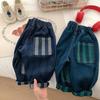 Children's Denim Jeans Autumn Baby Boys Patch Striped Casual Pants Trousers Kids Cotton Clothes Boy Jeans Leggings