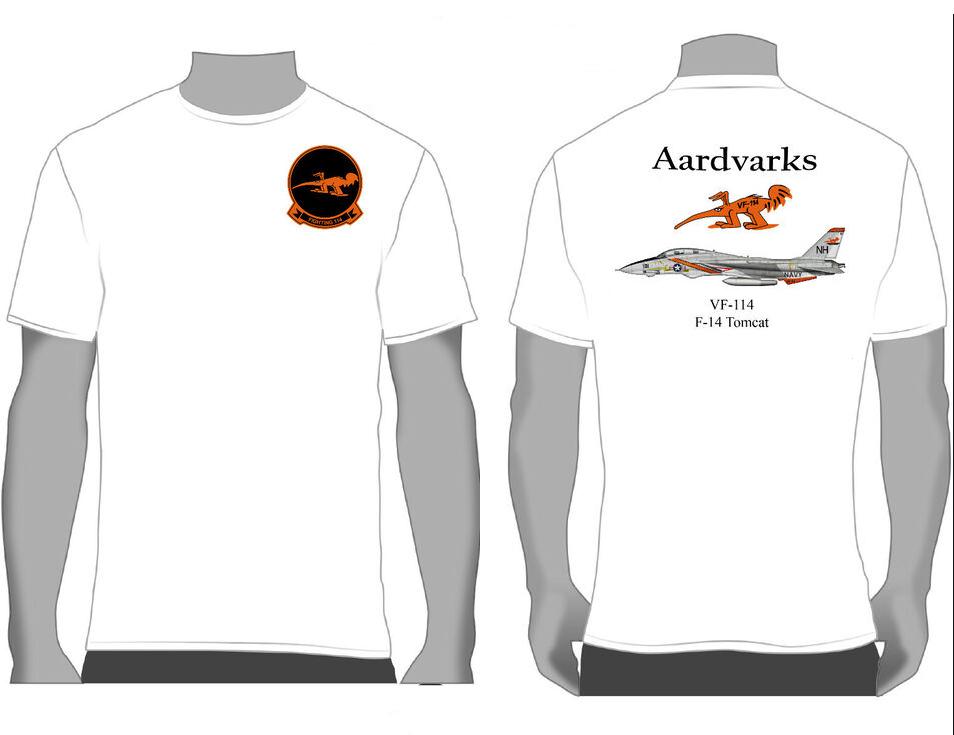 Naval VF114 Aardvarks F14 Tomcat Squadron TShirt 100 Cotton ONeck Summer Short Sleeve Casual Unisexs Tshirt Size S3XL S
